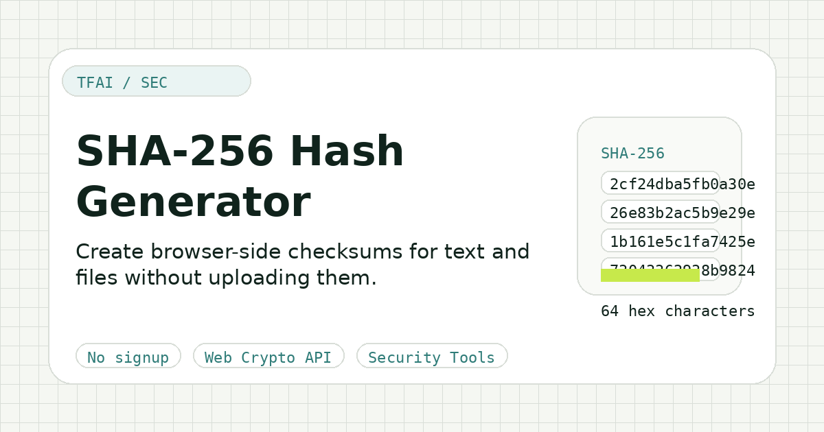 SHA-256 Hash Generator preview illustration
